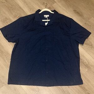 Men's Navy Polka Dot Casual Button Down Shirt